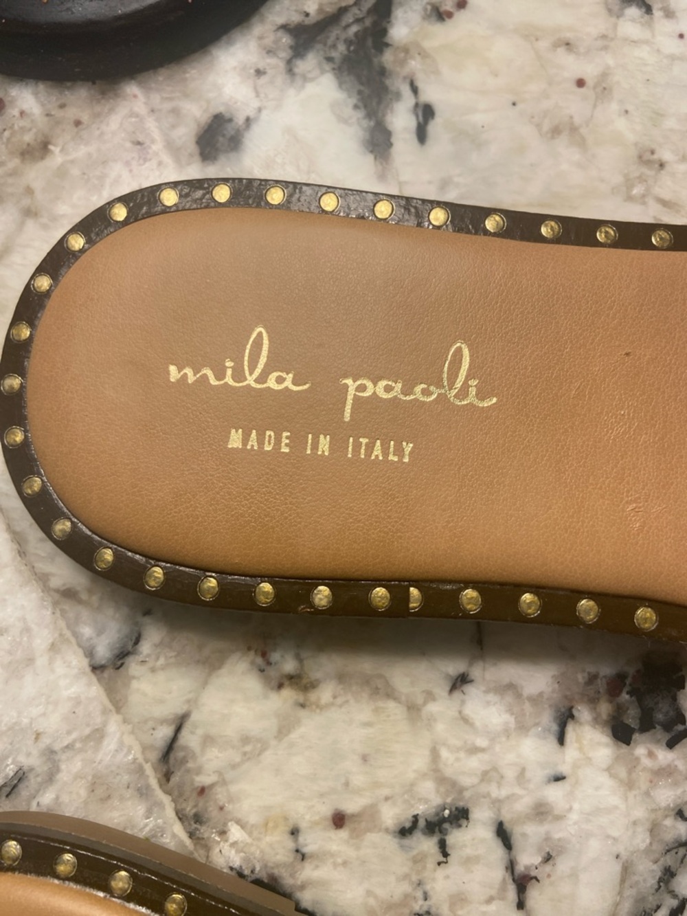 Mila Paoli White Leather Studded Slide Sandals Woman’s Size 9.5 - Picture 2 of 6